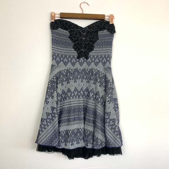 Free People Dresses & Skirts - Free People Blue and Black Strapless Dress H30
